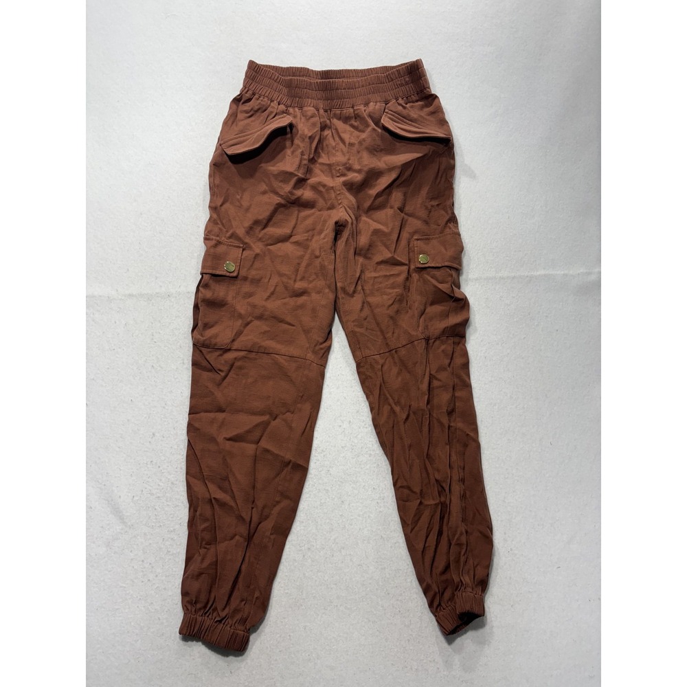 INC International Concepts Jogger Pants Womens Small Brown Cargo Elastic Waist